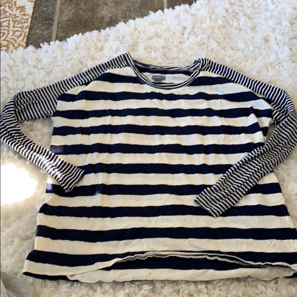 Aerie Women’s Blue White Stripe Cropped Long Sleeve Shirt Size XS - Picture 3 of 8